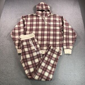 Kith Williams III Sweatsuit Mens Small Red White Plaid Hoodie Jogger Set